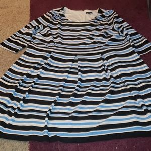Blue, Black and White Fit and Flare Dress